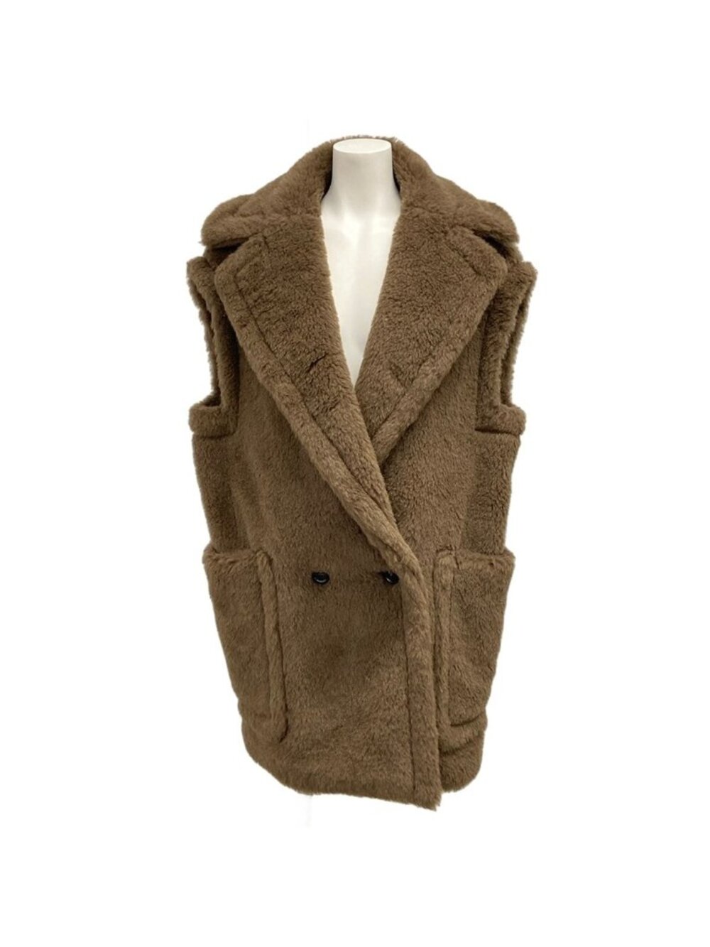 Max Mara Coat Teddy Beargilet Bormida Dark Brown Sleeveless
